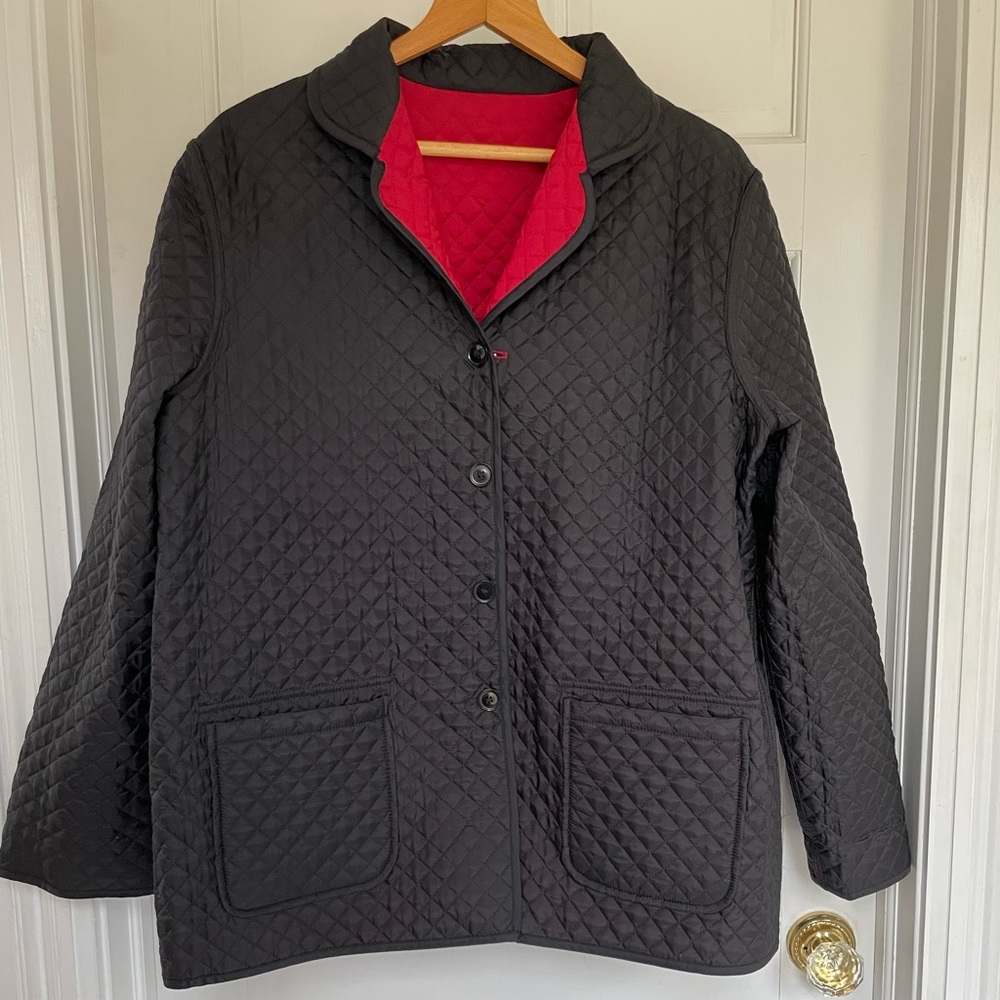 XL black/ red reversible coat